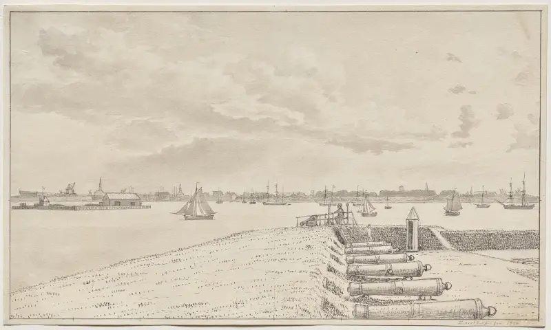 Utsikt från Battery mot staden av Christoffer Wilhelm Eckersberg