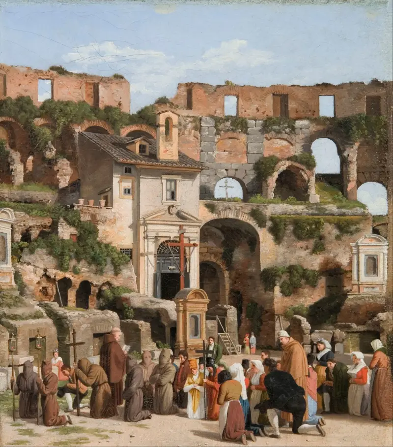 Vy över Colosseums interiör av Christoffer Wilhelm Eckersberg
