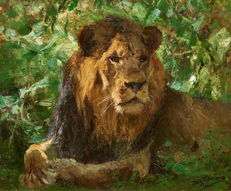 Rastender Löwe (Löwe im Grünen) von Wilhelm Kuhnert