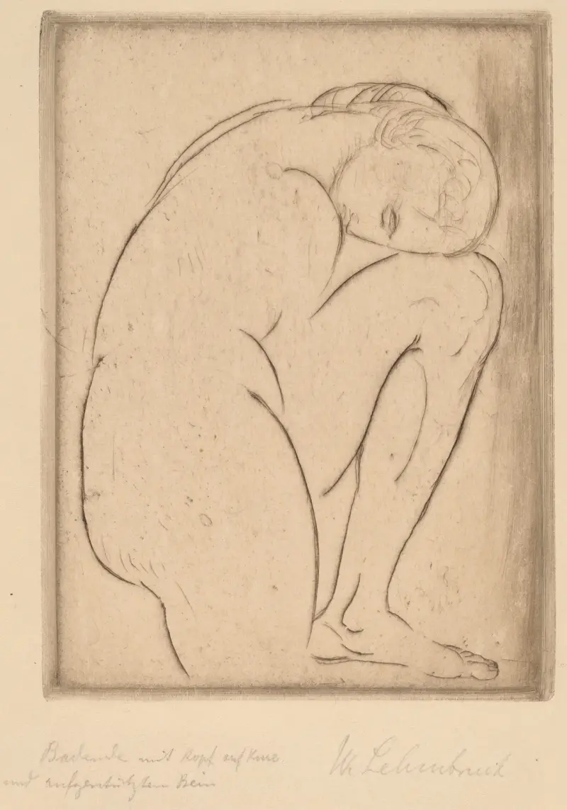 Badende mit Kopf auf Knie (Bather with Her Head on Her Knee) av Wilhelm Lehmbruck