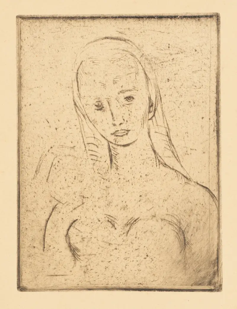 Frauenkopf (klein) mit Tuch av Wilhelm Lehmbruck