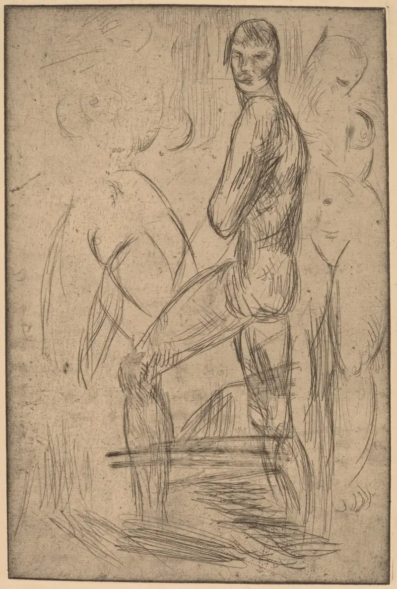 Standing Male Nude and Two Female Nudes av Wilhelm Lehmbruck
