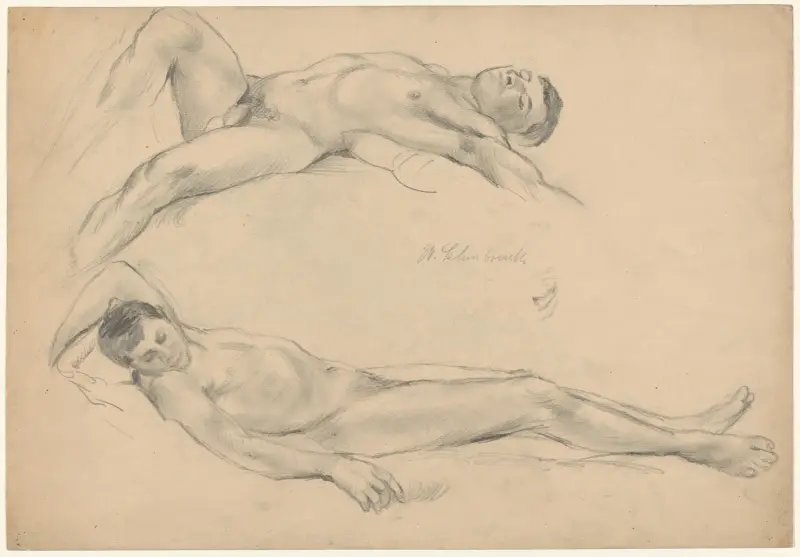 Two Studies of a Reclining Man av Wilhelm Lehmbruck