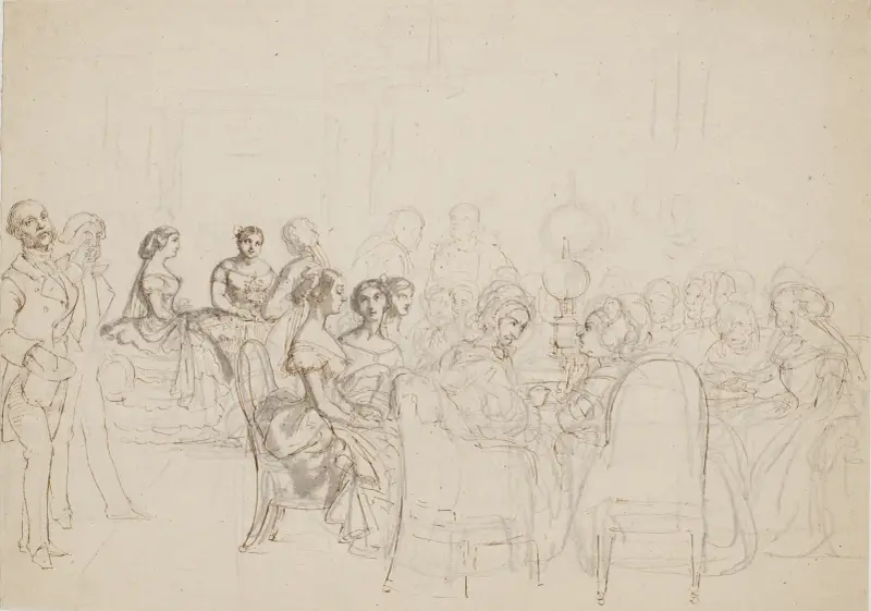 Abendgesellschaft bei Prinzessin Charlotte Frederikke in Rom von Wilhelm Marstrand