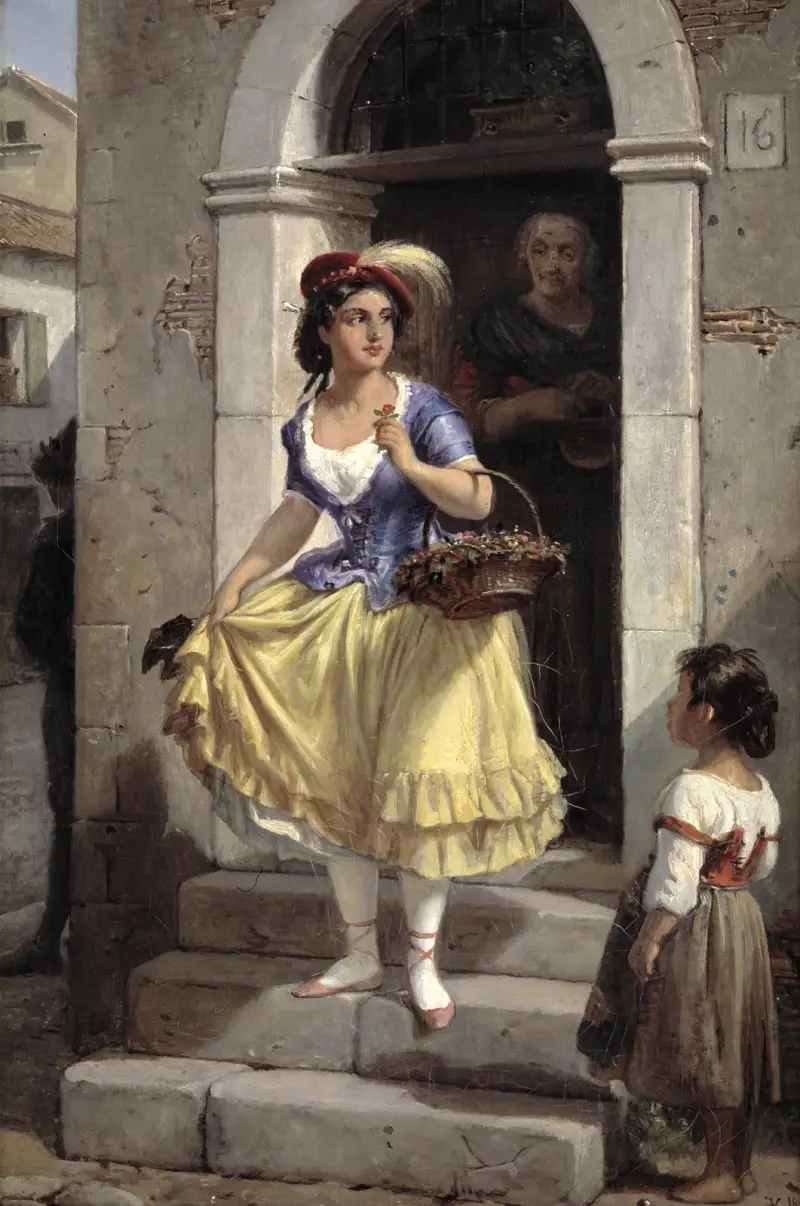 En italiensk kvinna på väg till karnevalen av Wilhelm Marstrand