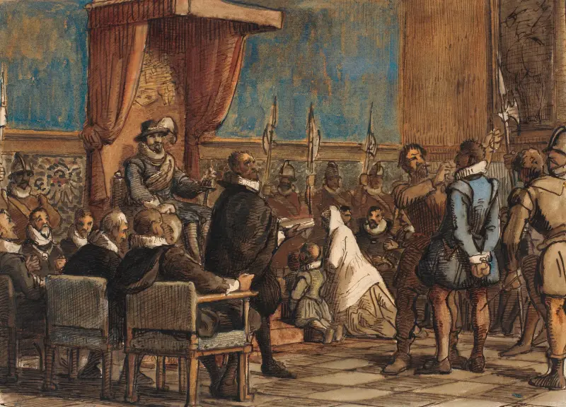 Chr. 4. Lader Bødlen Tage Ordenskæden Og Sværdet Fra Falskneren Christopher Rosenkrantz av Wilhelm Marstrand