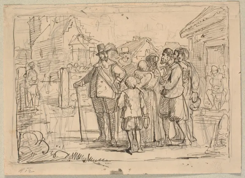 Christian IV. spricht mit einigen Bauern von Wilhelm Marstrand