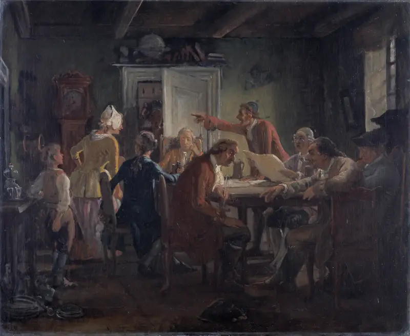 Collegium Politicum. From Ludvig Holberg’s The Political Tinker, Act I, Scene 2. av Wilhelm Marstrand