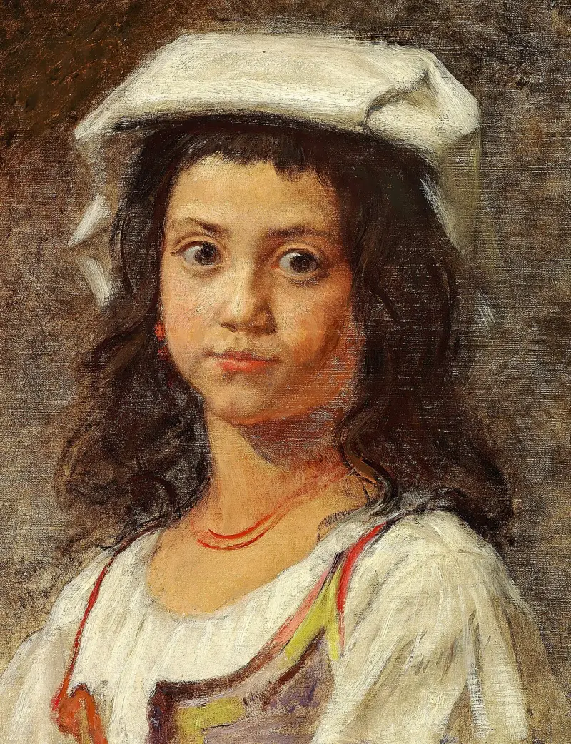 Eine junge Italienerin mit weißem Kopftuch von Wilhelm Marstrand
