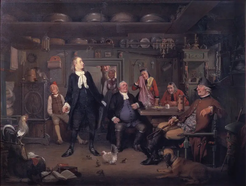 Aus Ludwig Holbergs „Erasmus Montanus“, 3. Akt, 3. Szene von Wilhelm Marstrand