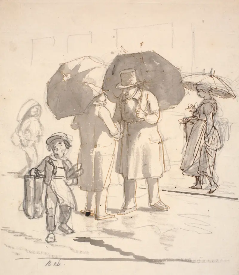 Scena uliczna w deszczu, Wilhelm Marstrand