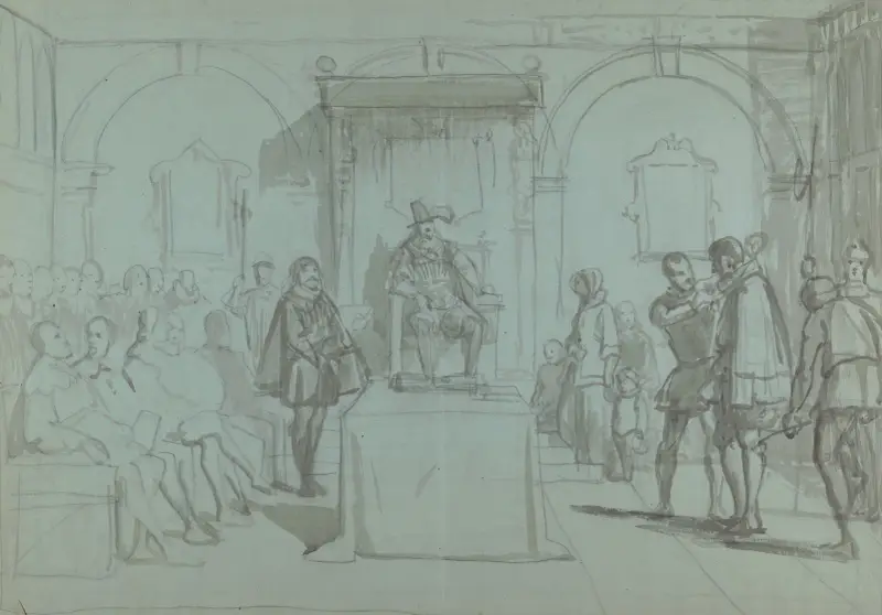 Kung Christian IV av Danmark dömer Christoffer Rosenkrantz av Wilhelm Marstrand