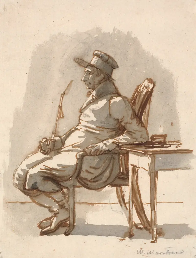 Mann mit Pfeife und Kappe. Der Onkel des Künstlers von Wilhelm Marstrand
