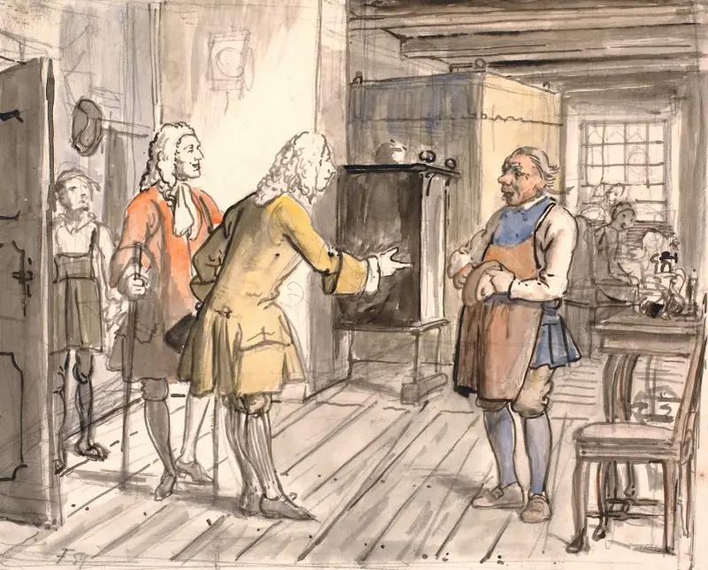 Der Besuch der Ratsherren zum Glückwunsch (Der politische Kannegießer) von Wilhelm Marstrand