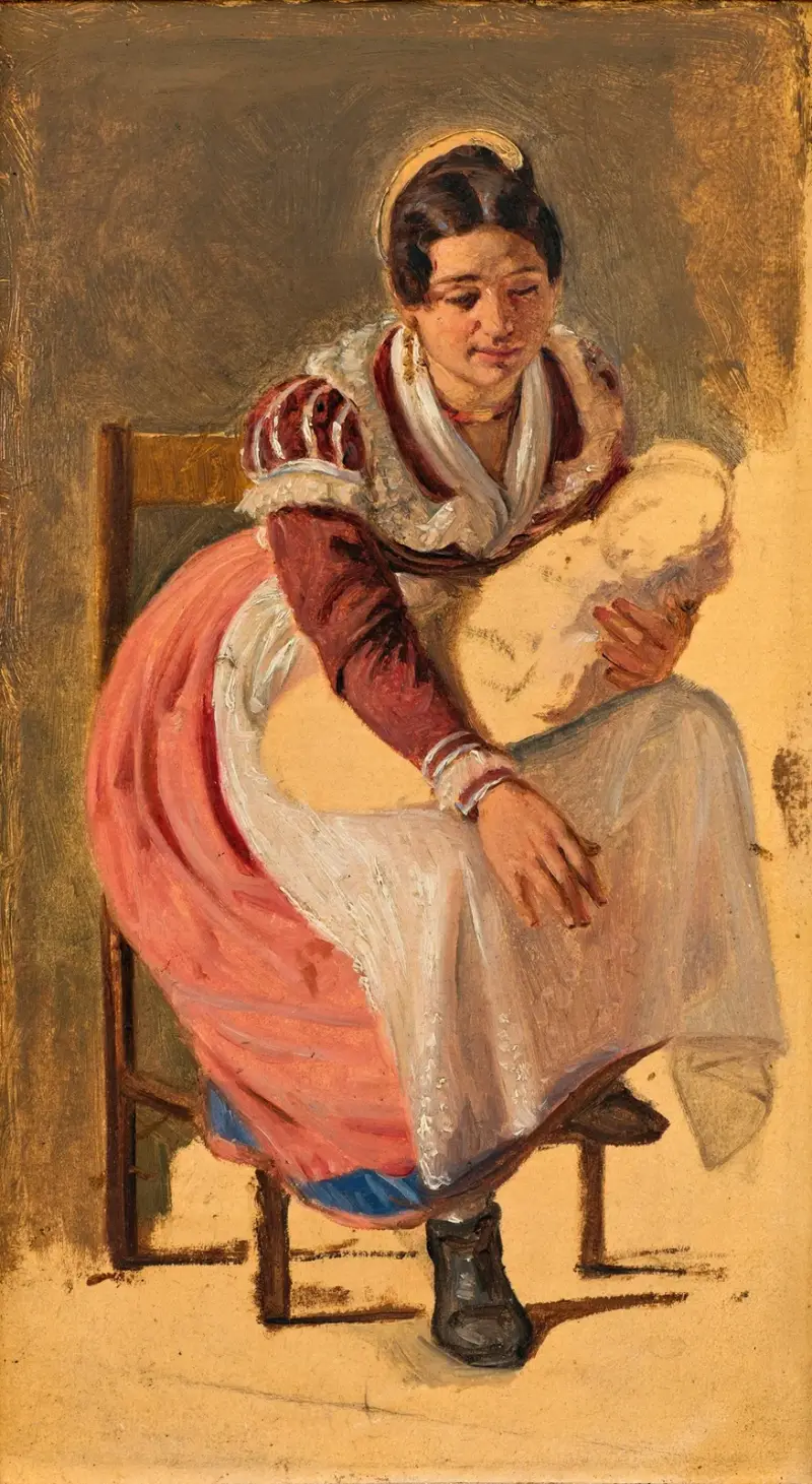 Römische Frau mit Kind. Studie zu Das Fest des heiligen Antonius in Rom von Wilhelm Marstrand
