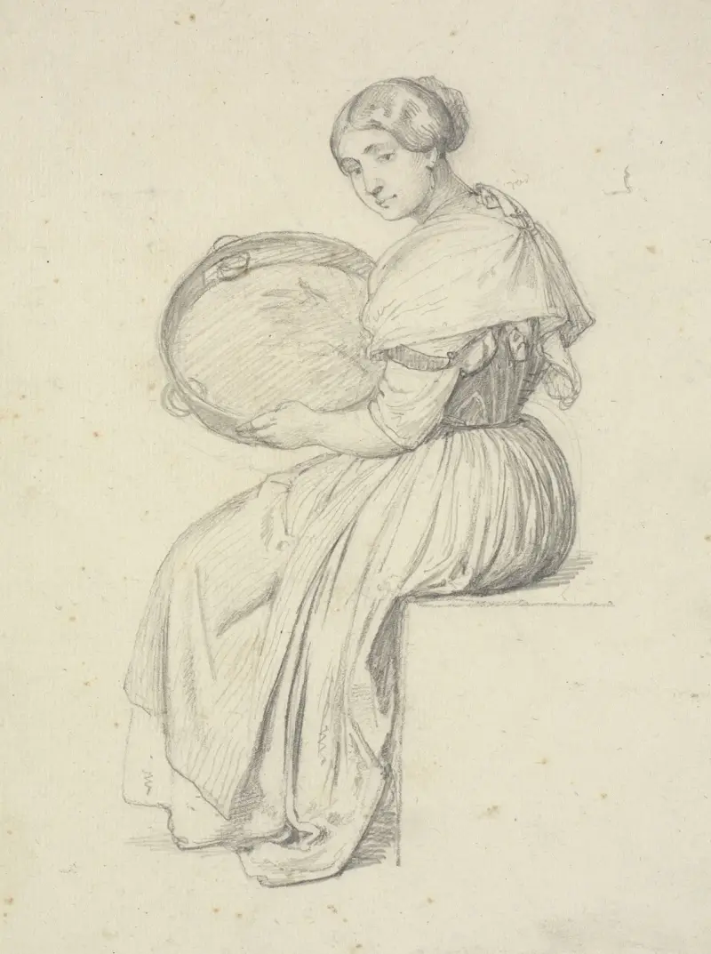 Sitzende Frau mit Tamburin von Wilhelm Marstrand