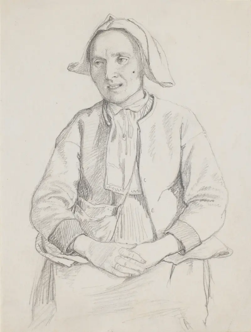 Sitzende schwedische Frau, Kniestück von Wilhelm Marstrand