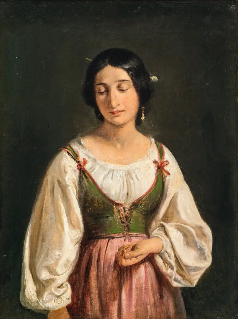 Standing Italian Woman. Study for A Goatherd Selling Milk av Wilhelm Marstrand