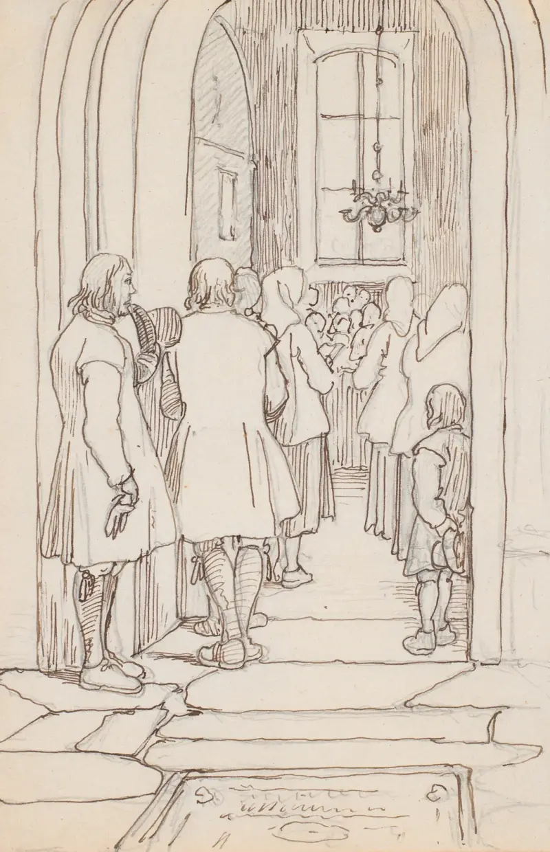 Schwedische Bauern beim Gottesdienst von Wilhelm Marstrand
