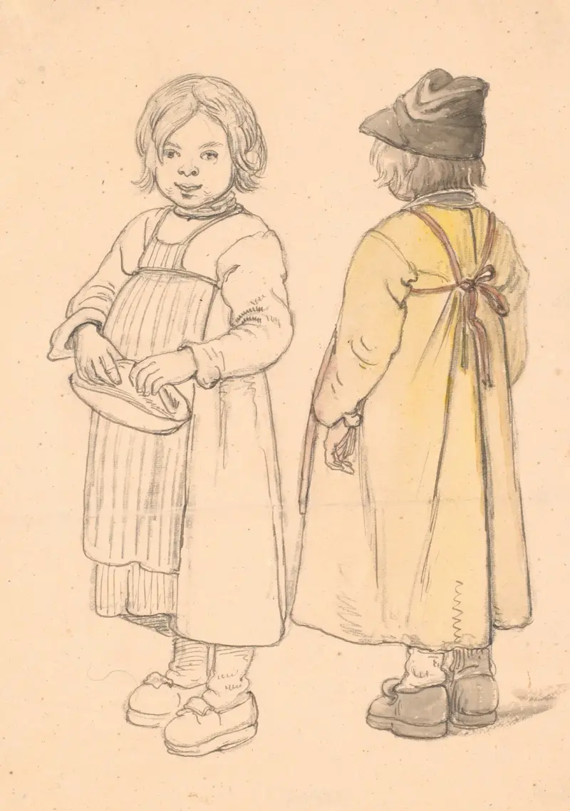 Zwei Studien eines kleinen schwedischen Jungen aus Leksand von Wilhelm Marstrand
