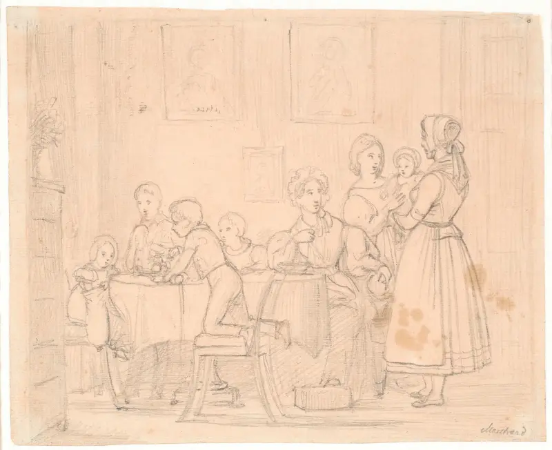 Utkast till Waagepetersenska familjebilden av Wilhelm Marstrand