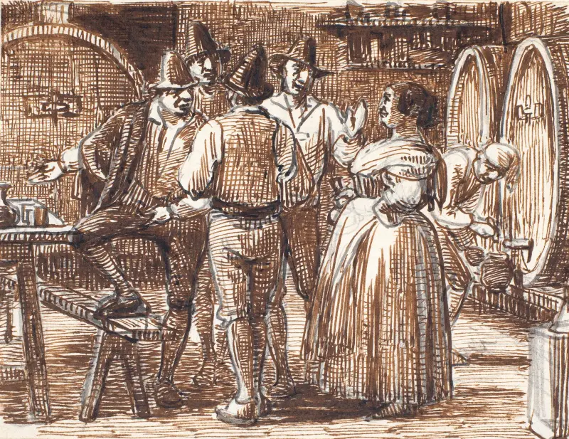 Der Wein wird im Keller geprüft von Wilhelm Marstrand