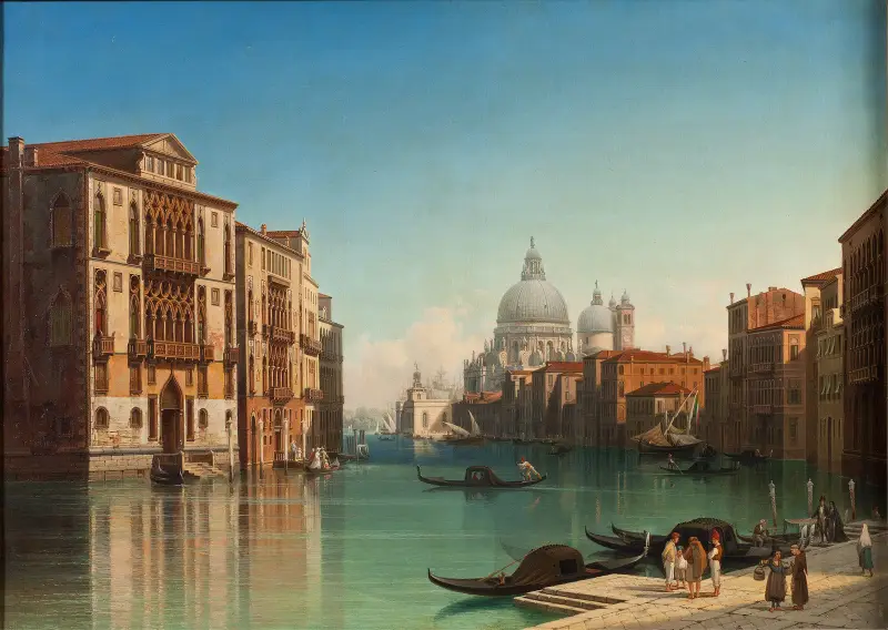 Vy över Canal Grande i Venedig av Gustaf Wilhelm Palm