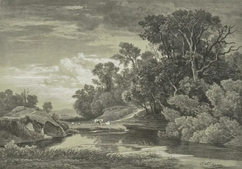 At the Arly near Karlsruhe av Johann Wilhelm Schirmer