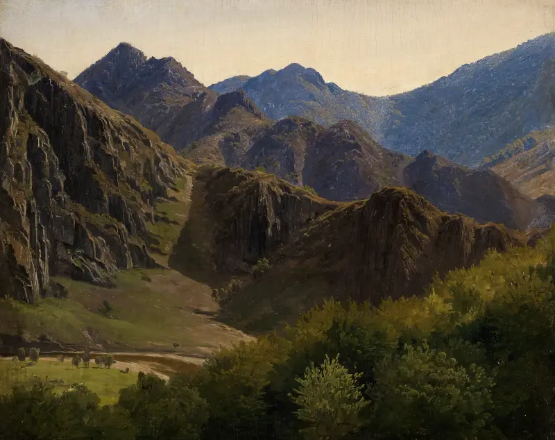 Bergskedja vid Altenahr av Johann Wilhelm Schirmer