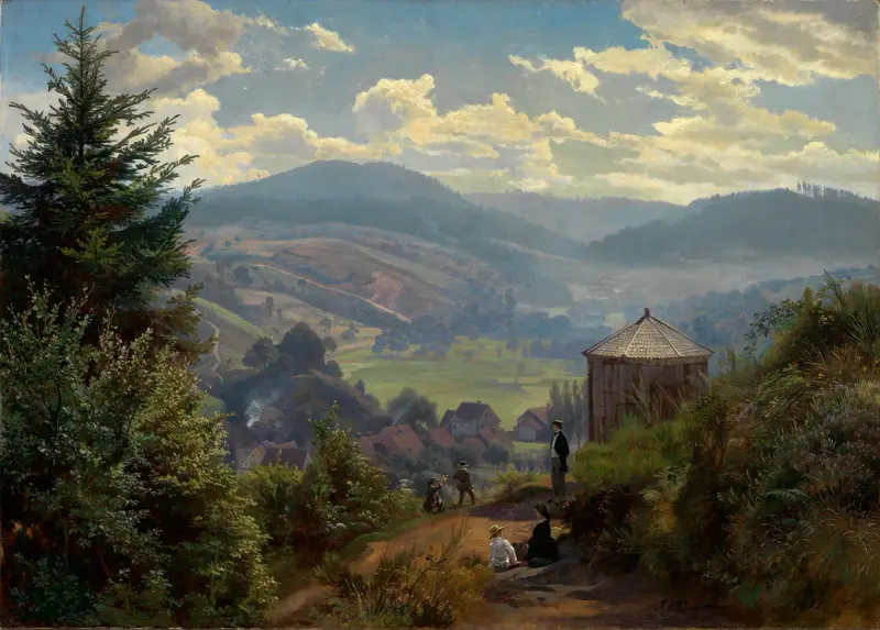 Dalen vid Oberbeuern från Cäcilienberg, förmiddag av Johann Wilhelm Schirmer