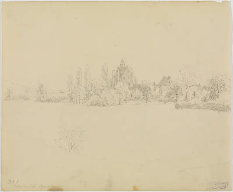 Gården Quadenhof i Gerresheim vid Düsseldorf av Johann Wilhelm Schirmer