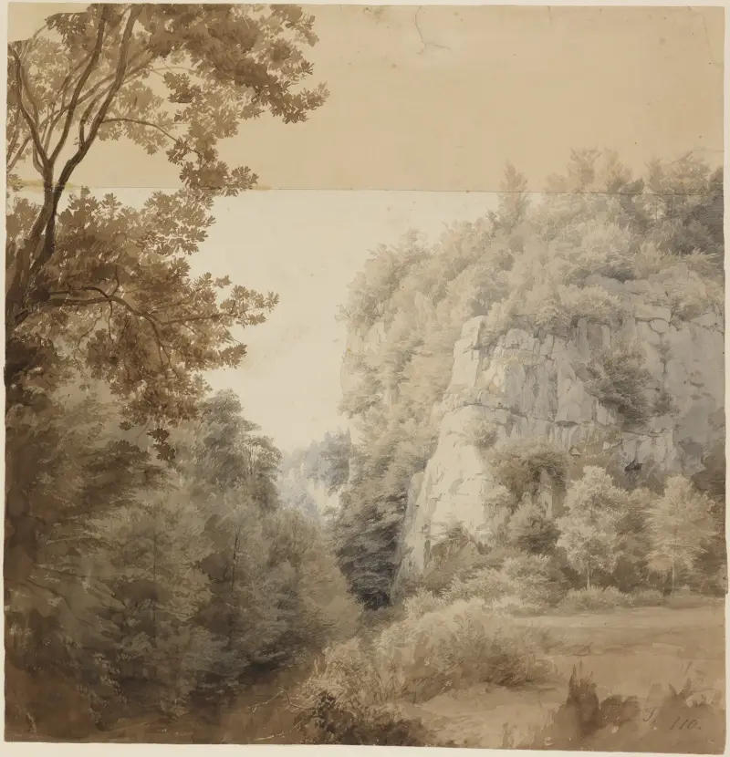 Rabenstein i Neandertal vid Düsseldorf av Johann Wilhelm Schirmer