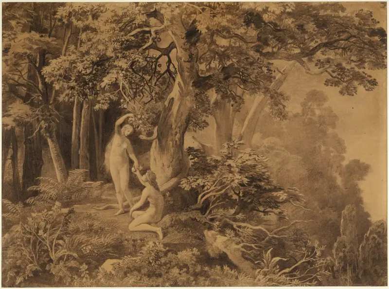 Syndafallet (1 Mos 3:6) av Johann Wilhelm Schirmer