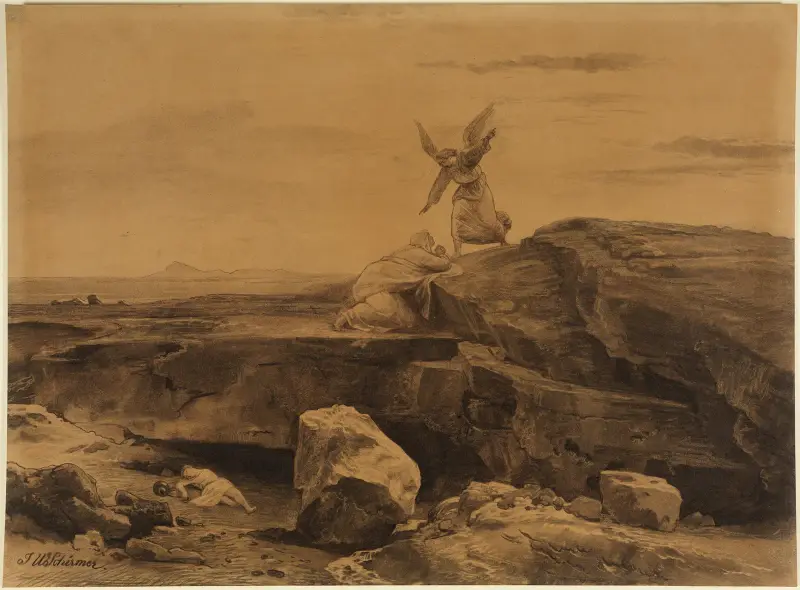 Hagars räddning (1 Mos 21:17) av Johann Wilhelm Schirmer