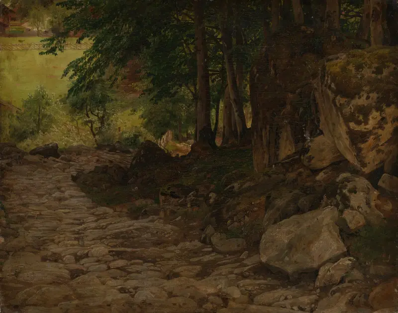 Bergväg i Schweiz av Johann Wilhelm Schirmer