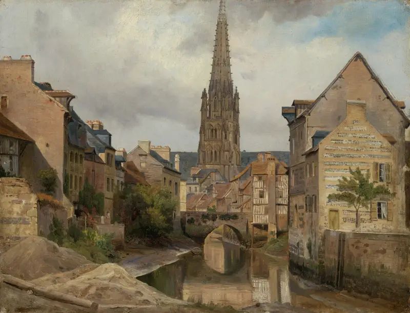 Harfleur vid Le Havre (vy mot Saint Martin) av Johann Wilhelm Schirmer