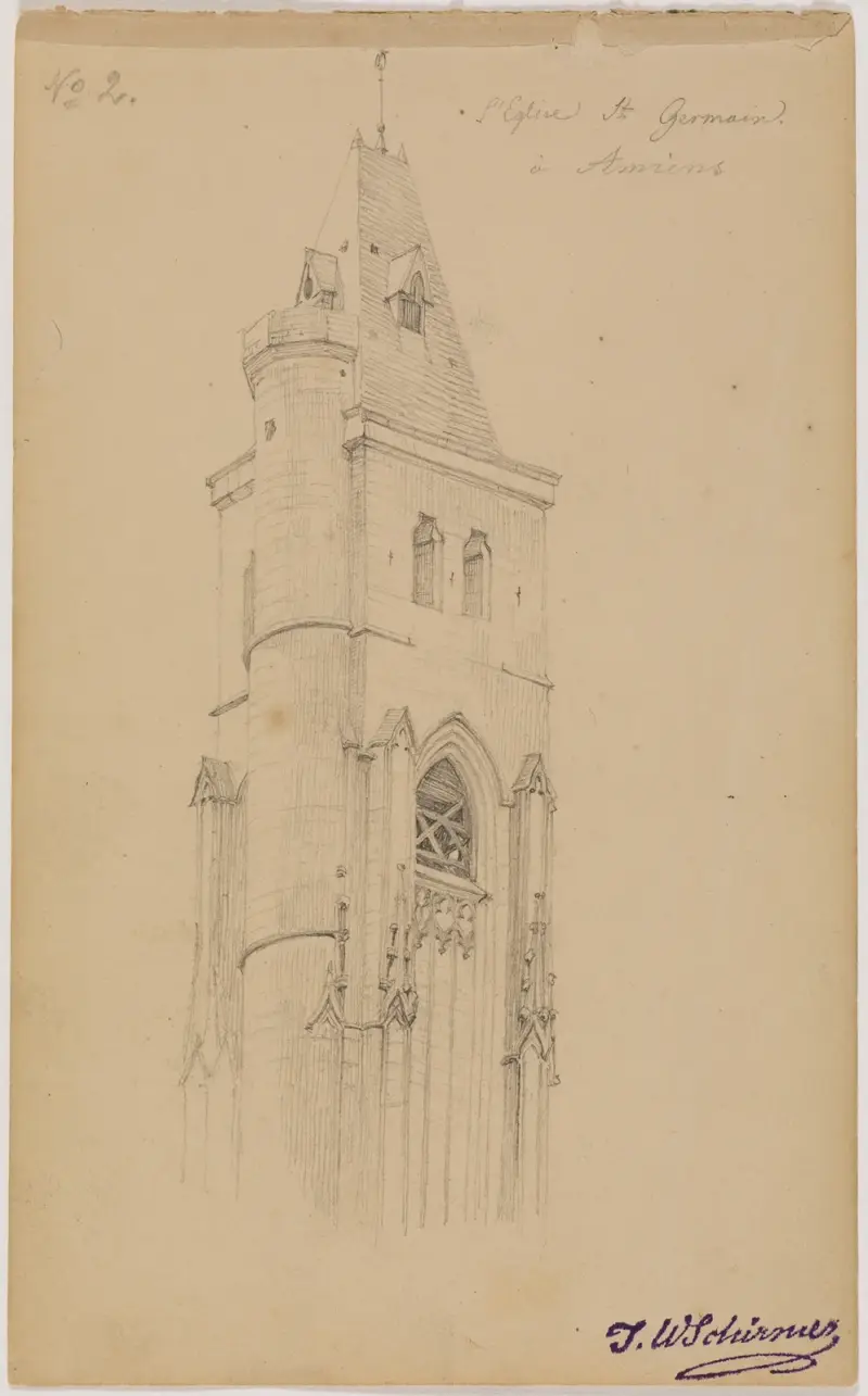 Kyrkan Saint-Germain i Amiens, blad 2 av Johann Wilhelm Schirmer