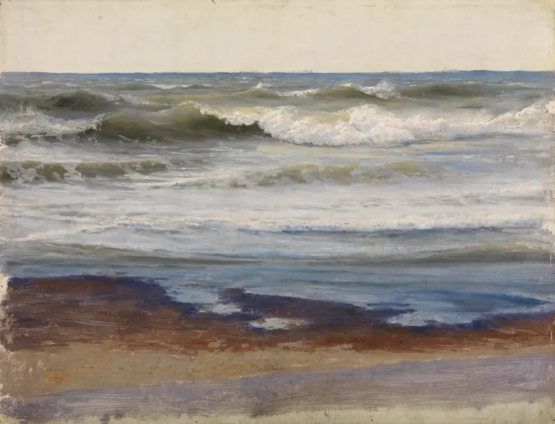 Havsbränning vid Normandies kust av Johann Wilhelm Schirmer