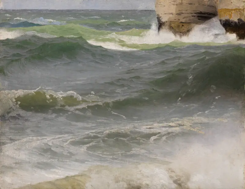 Havsstudie vid Étretat (med klippkust till höger) av Johann Wilhelm Schirmer