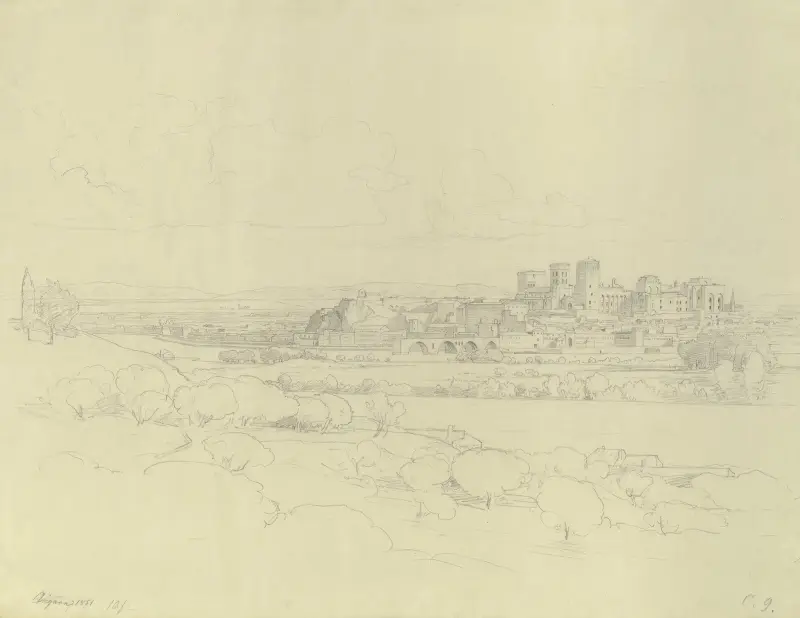 Pohled z Avignonu, Johann Wilhelm Schirmer