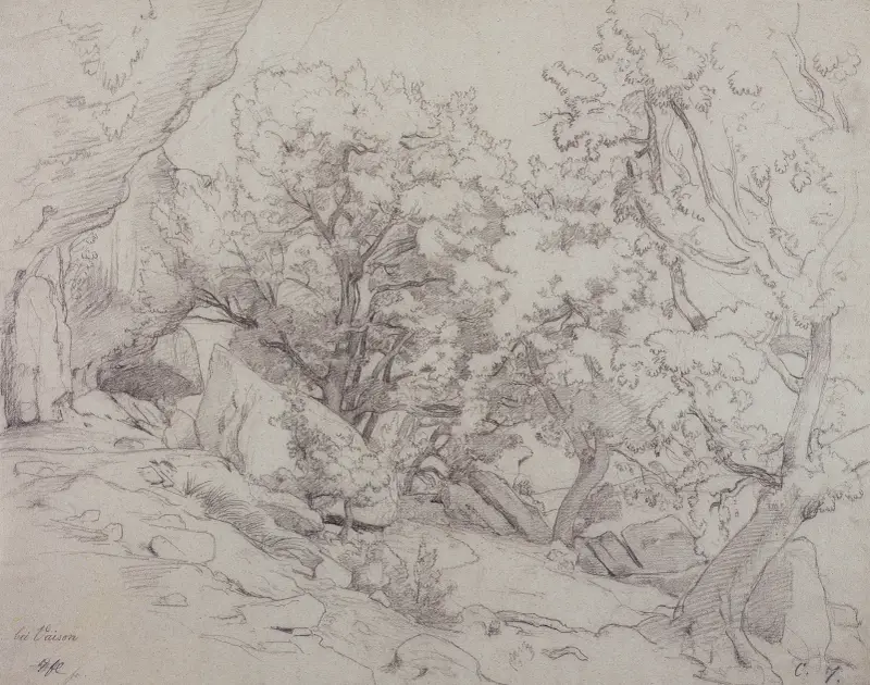 Waldstück bei Vaison-la-Romaine av Johann Wilhelm Schirmer