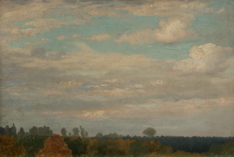 Moln över höstskog av Johann Wilhelm Schirmer