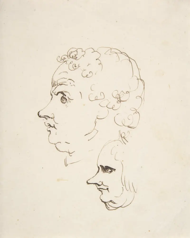 Two Caricature Heads of Men av Johann Heinrich Wilhelm Tischbein