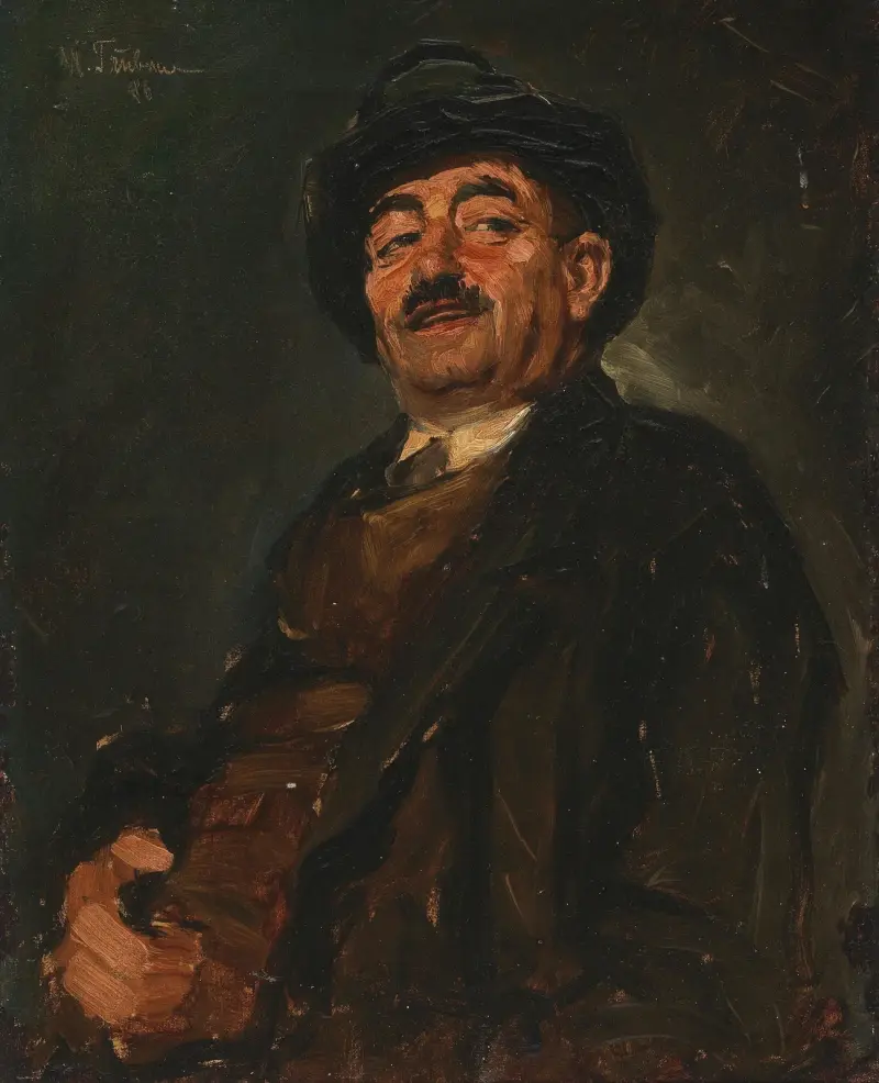 Camille lachend von Wilhelm Trübner
