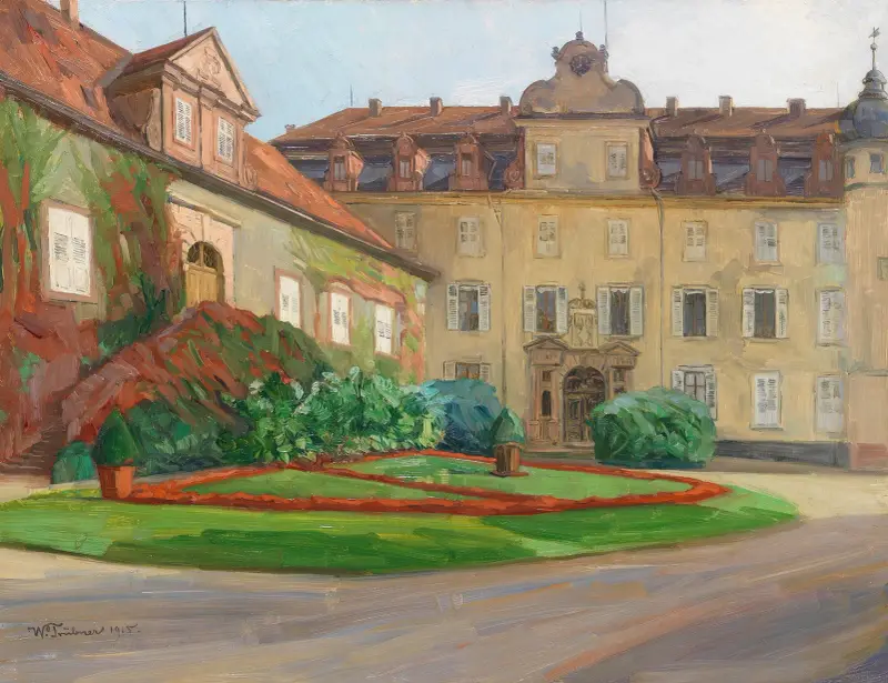 Schlosshof i Baden-Baden i september av Wilhelm Trübner