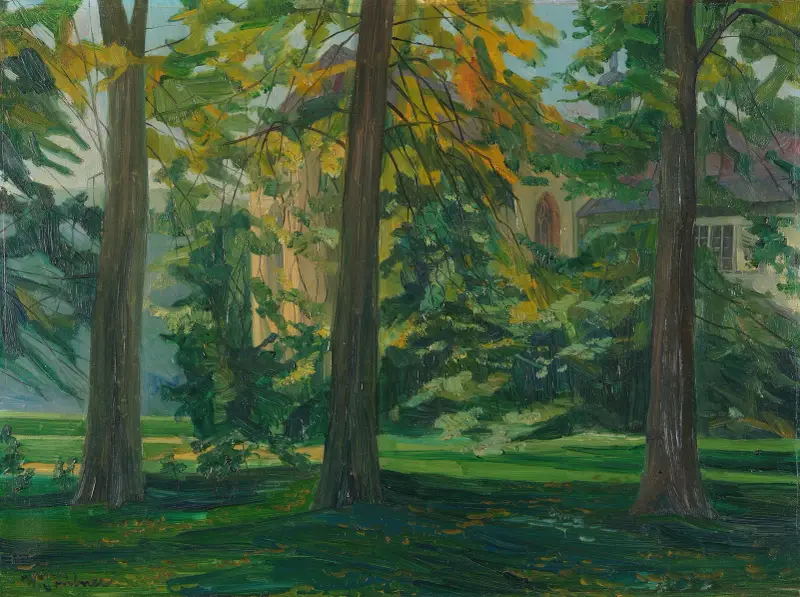 Stift Neuburg, Kapelle mit drei Bäumen II av Wilhelm Trübner