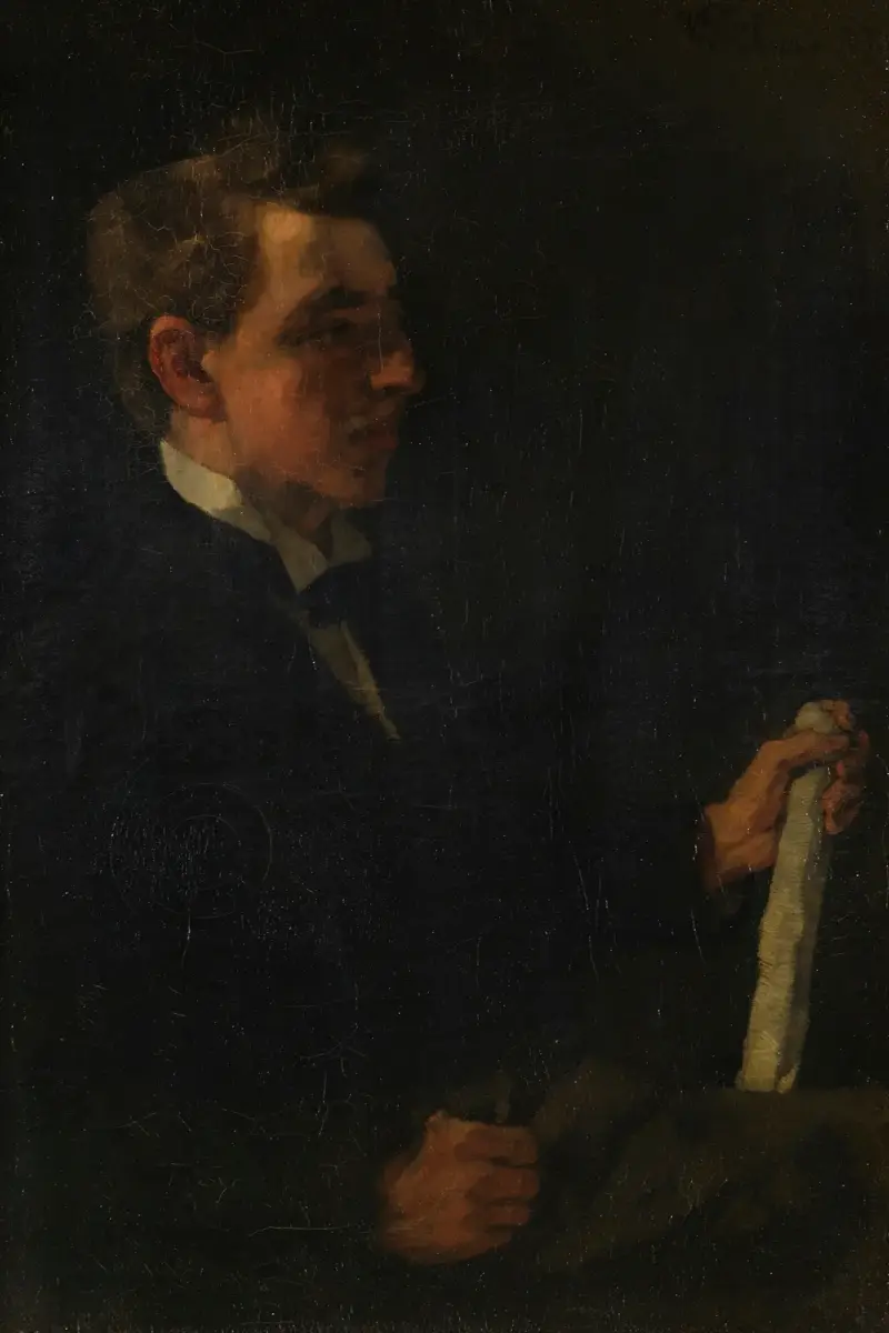 Studiosus Michaelis, mit Papierrolle av Wilhelm Trübner