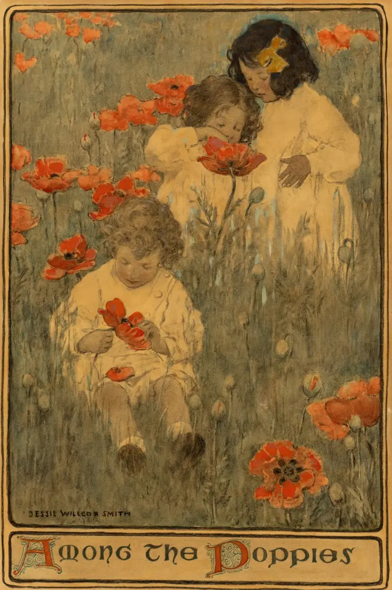 Bland vallmo, barnet i trädgården av Jessie Willcox Smith