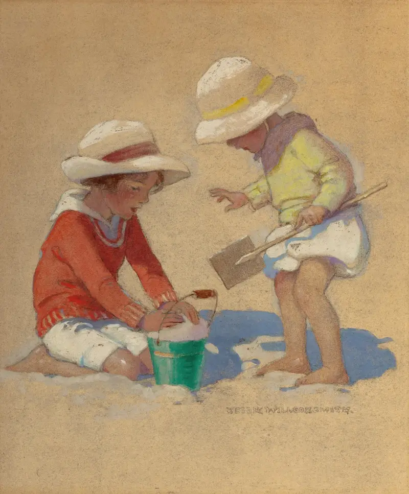 Bygger ett sandslott av Jessie Willcox Smith