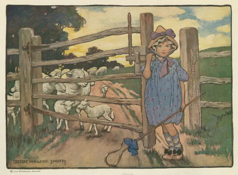 Little Bo-Peep has lost her sheep, and can’t tell where to find them. av Jessie Willcox Smith